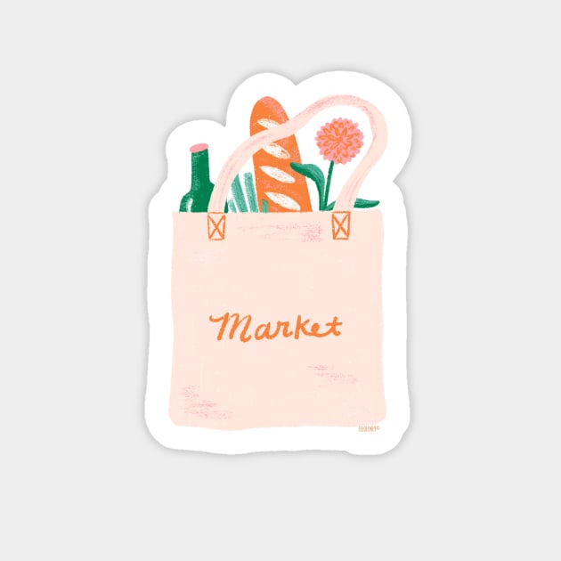 Market Tote Sticker by ellolovey